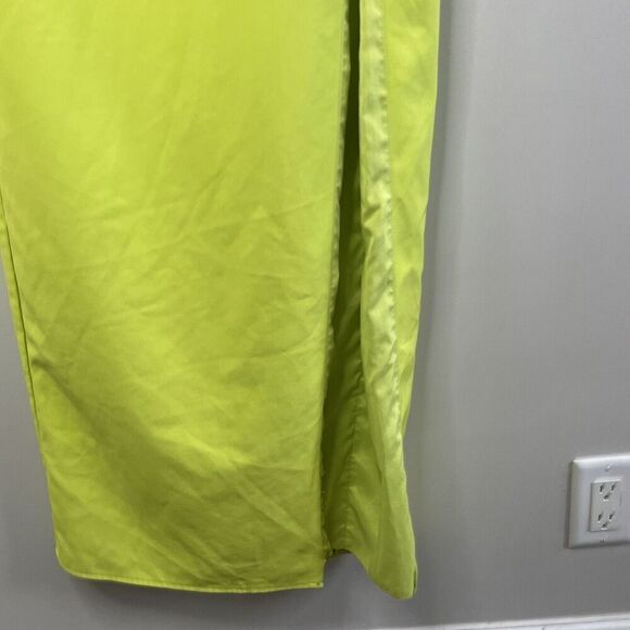 AIDAN Aidan Mattox Gown Women 6 Neon Green One Shoulder Sheath Cut Out High Slit - Picture 4 of 11